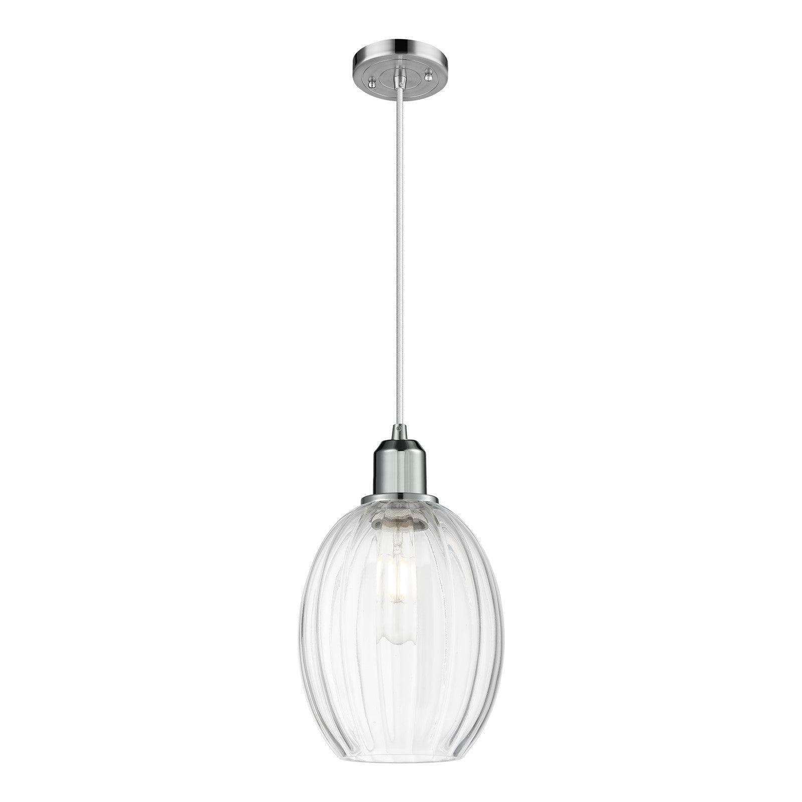 Innovations Preston Bulb 6.25in 1-Light Mini Pendant | Industrial Polished Chrome Steel and Clear Glass | Kitchen Island & | Model 900-1P-PC-G459-6CL