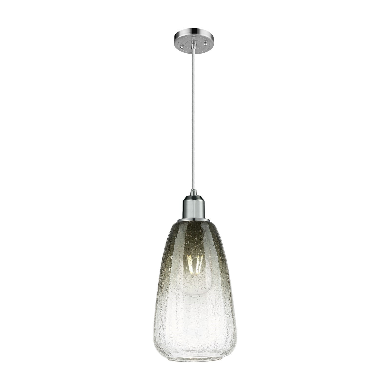 Innovations Brookhaven Almond 6in 1-Light Mini Pendant | Industrial Polished Chrome Steel and Slate Glass | Kitchen Island | Model 900-1P-PC-G480-6SL