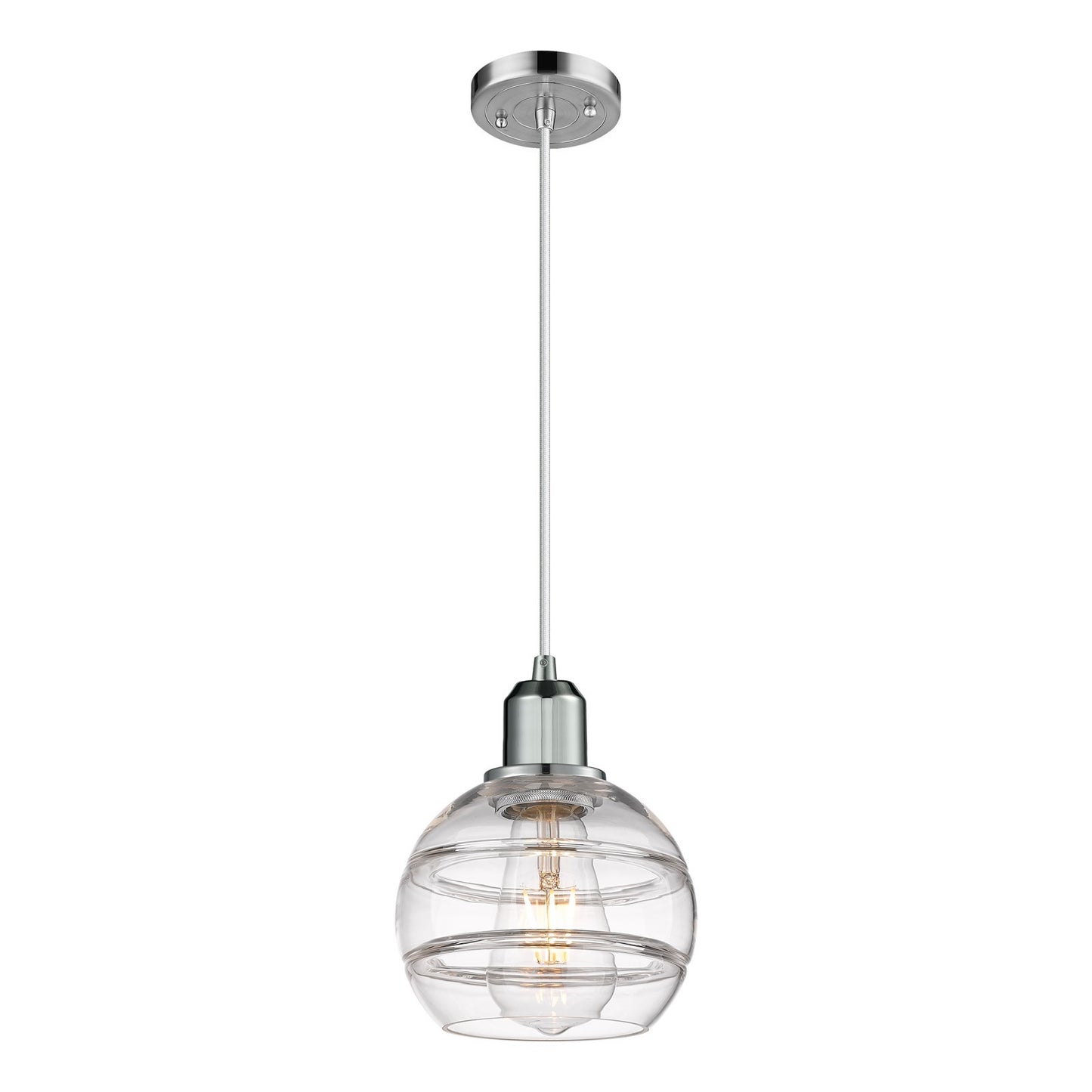 Innovations Rochester 6in 1-Light Mini Pendant | Industrial Modern Polished Chrome and Clear Glass | Kitchen Island & Dining | Model 900-1P-PC-G556-6CL