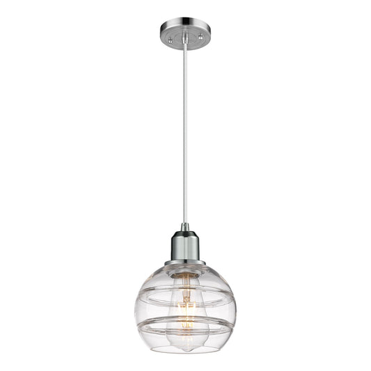 Innovations Rochester 6in 1-Light Mini Pendant | Industrial Modern Polished Chrome and Clear Glass | Kitchen Island & Dining | Model 900-1P-PC-G556-6CL