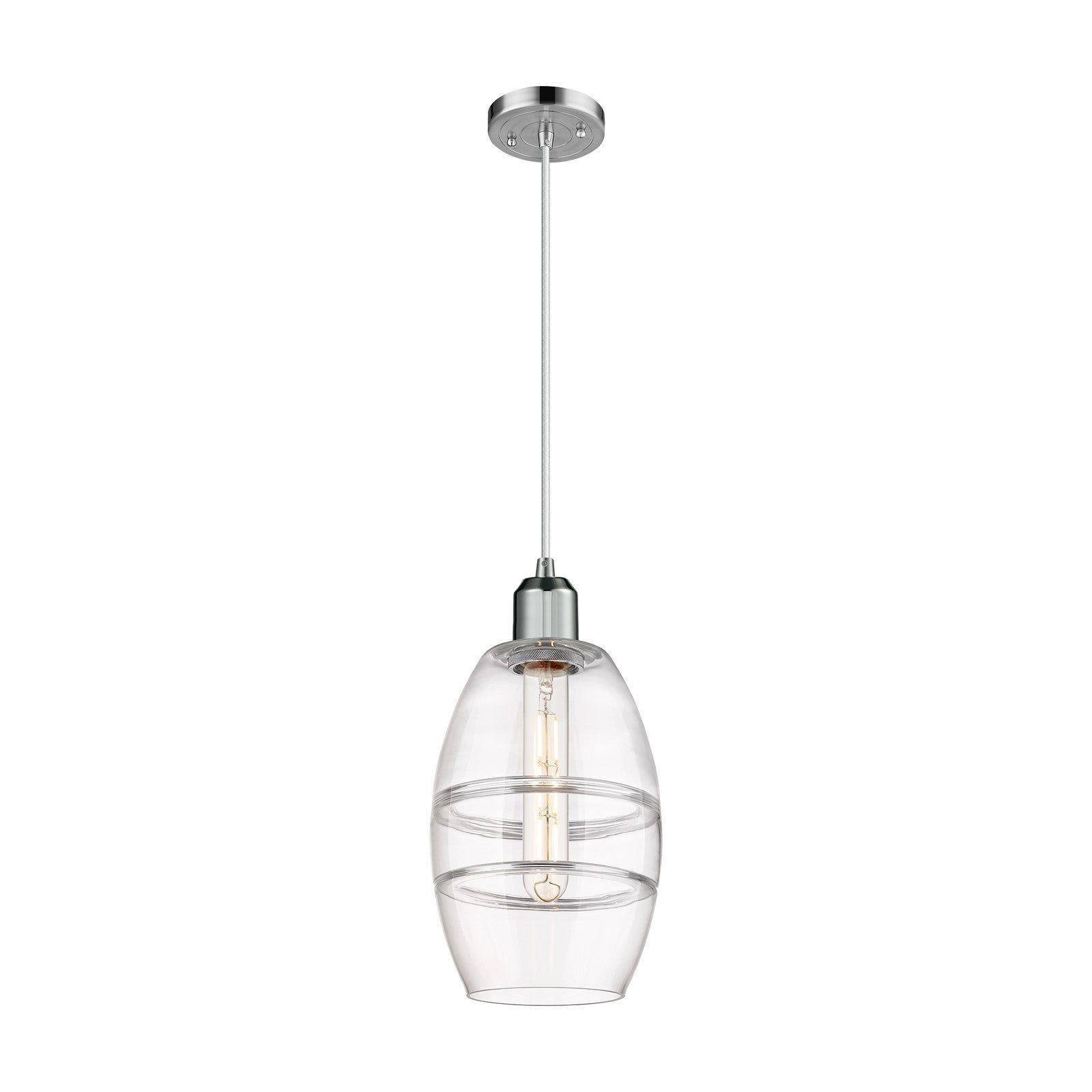 Innovations Vaz 6in 1-Light Mini Pendant | Industrial Polished Chrome and Clear Glass | Kitchen Island & Dining Room | Model 900-1P-PC-G557-6CL