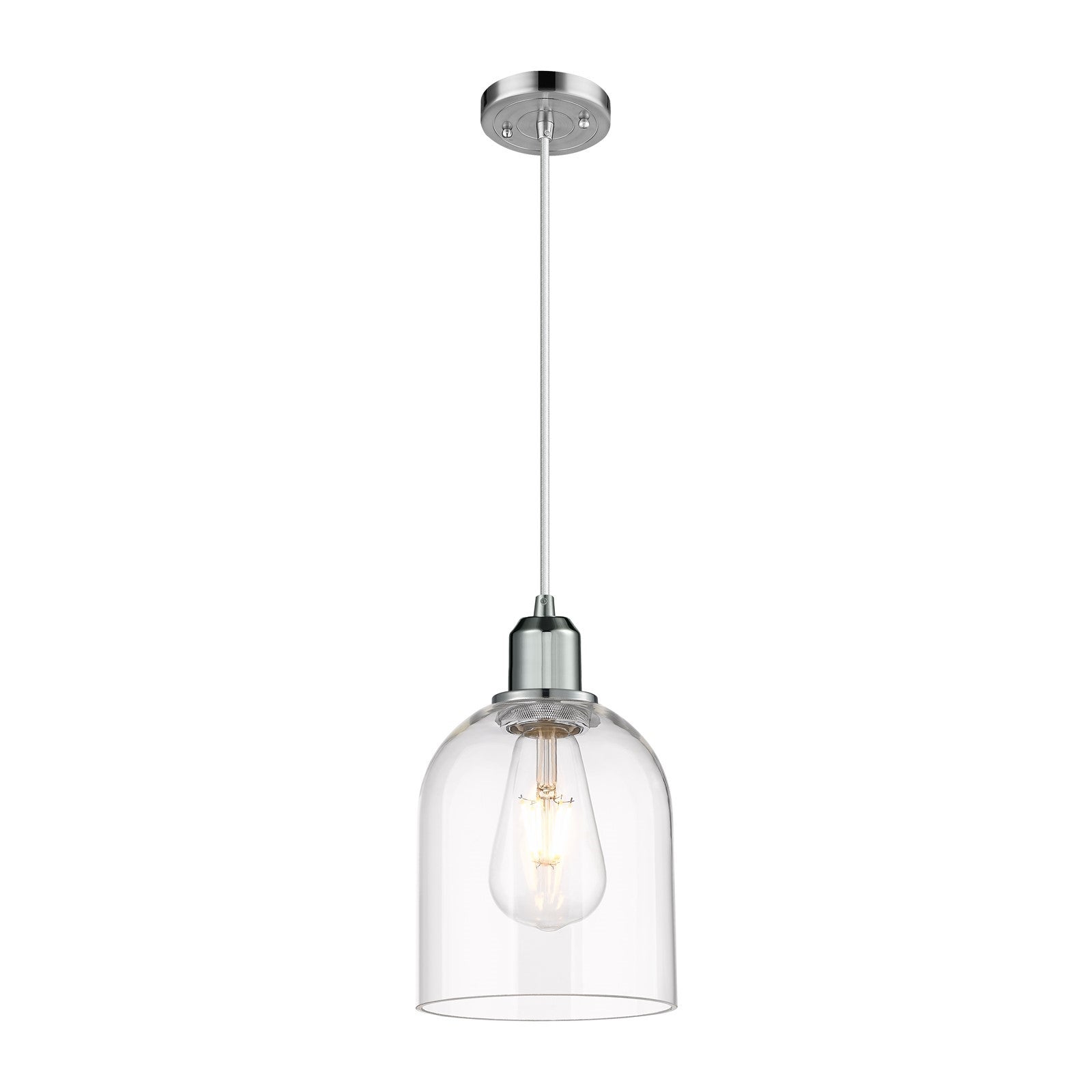 Innovations Bella 6in 1-Light Mini Pendant | Industrial Polished Chrome Steel and Clear Glass | Kitchen Island & Dining Room | Model 900-1P-PC-G558-6CL