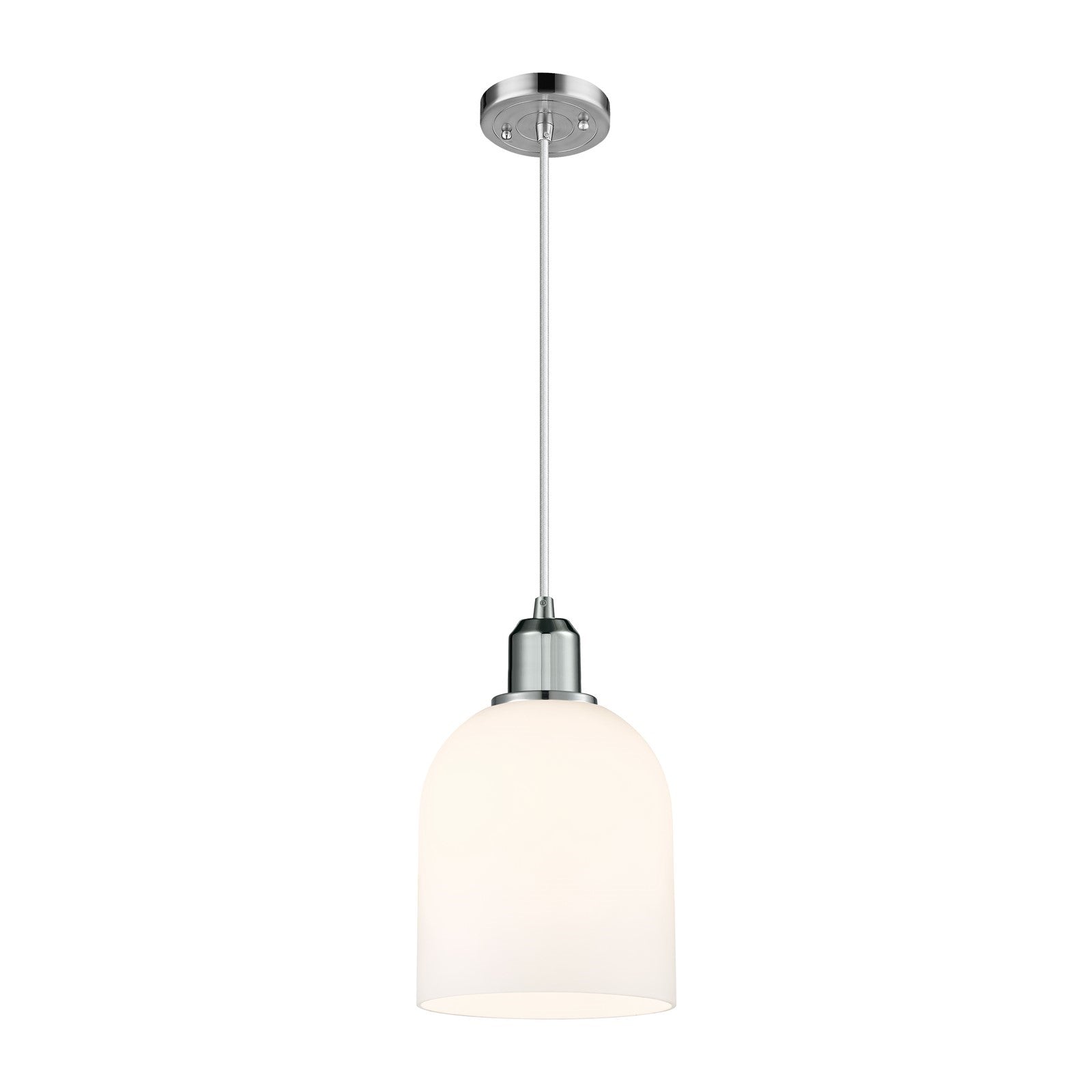 Innovations Bella 6in 1-Light Mini Pendant | Industrial Polished Chrome and White Glass | Kitchen Island & Dining Room | Model 900-1P-PC-G558-6GWH