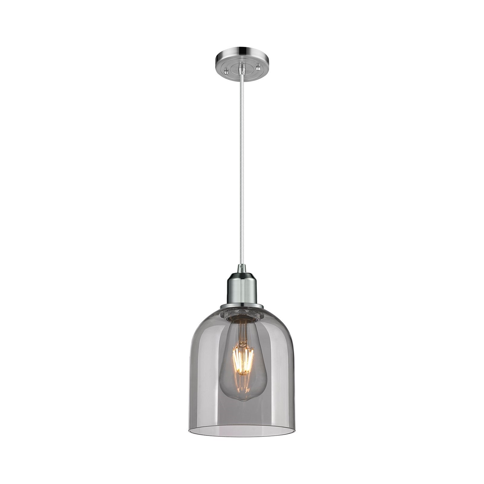 Innovations Bella 6in 1-Light Mini Pendant | Industrial Modern Polished Chrome and Light Smoke Glass | Kitchen Island & Dining | Model 900-1P-PC-G558-6SM