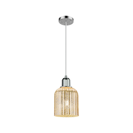 Innovations Bridal Veil 5in 1-Light Mini Pendant | Industrial Polished Chrome and Mercury Ribbed Glass | Kitchen Island & | Model 900-1P-PC-G559-5ME