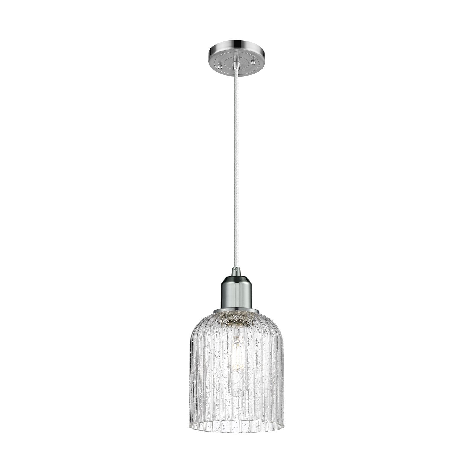Innovations Bridal Veil 5in 1-Light Mini Pendant | Industrial Polished Chrome Steel and Seedy Glass | Kitchen Island & Dining | Model 900-1P-PC-G559-5SDY