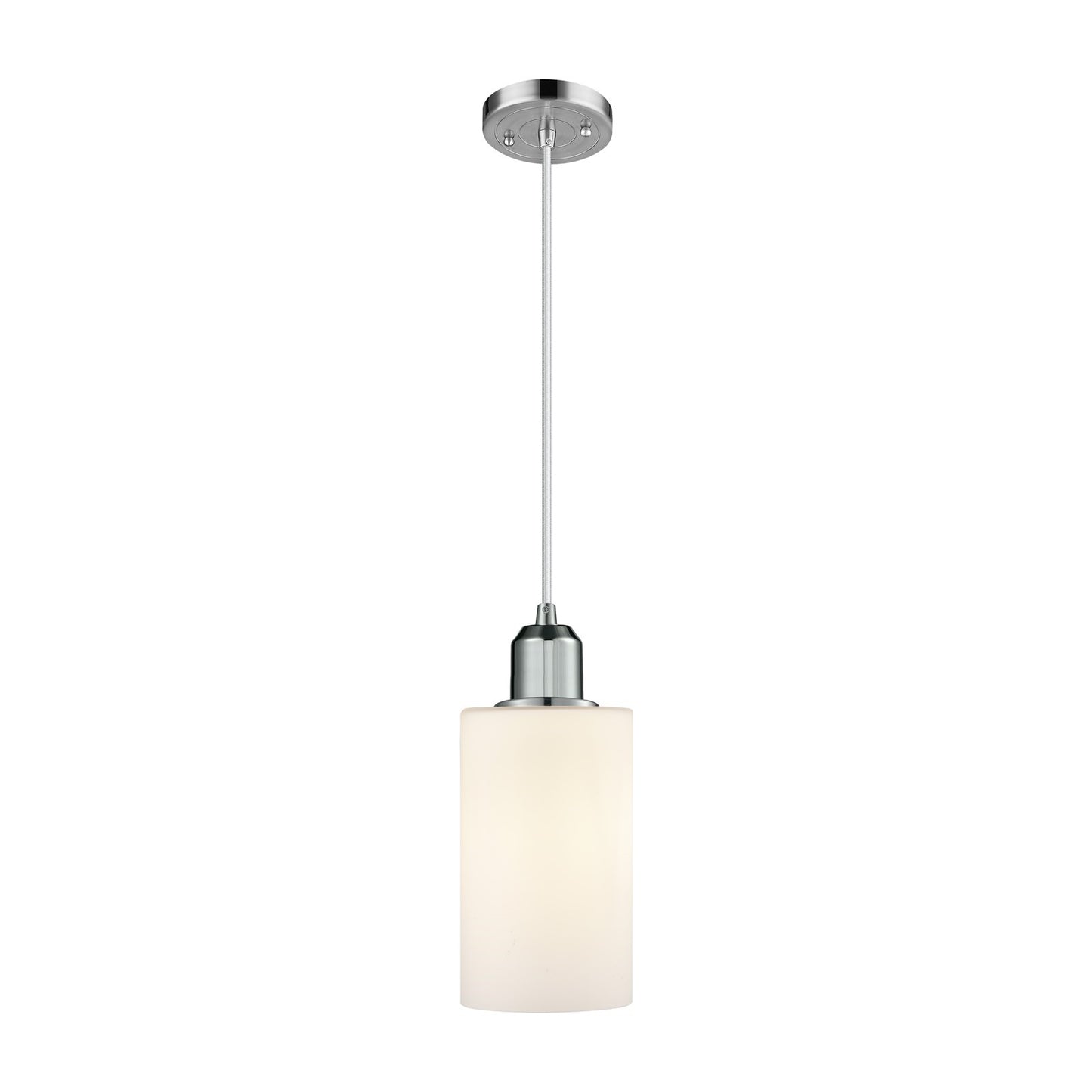 Innovations Clymer 4in 1-Light Mini Pendant | Industrial Polished Chrome Steel and Matte White Glass | Kitchen Island & Dining Room | Model 900-1P-PC-G801