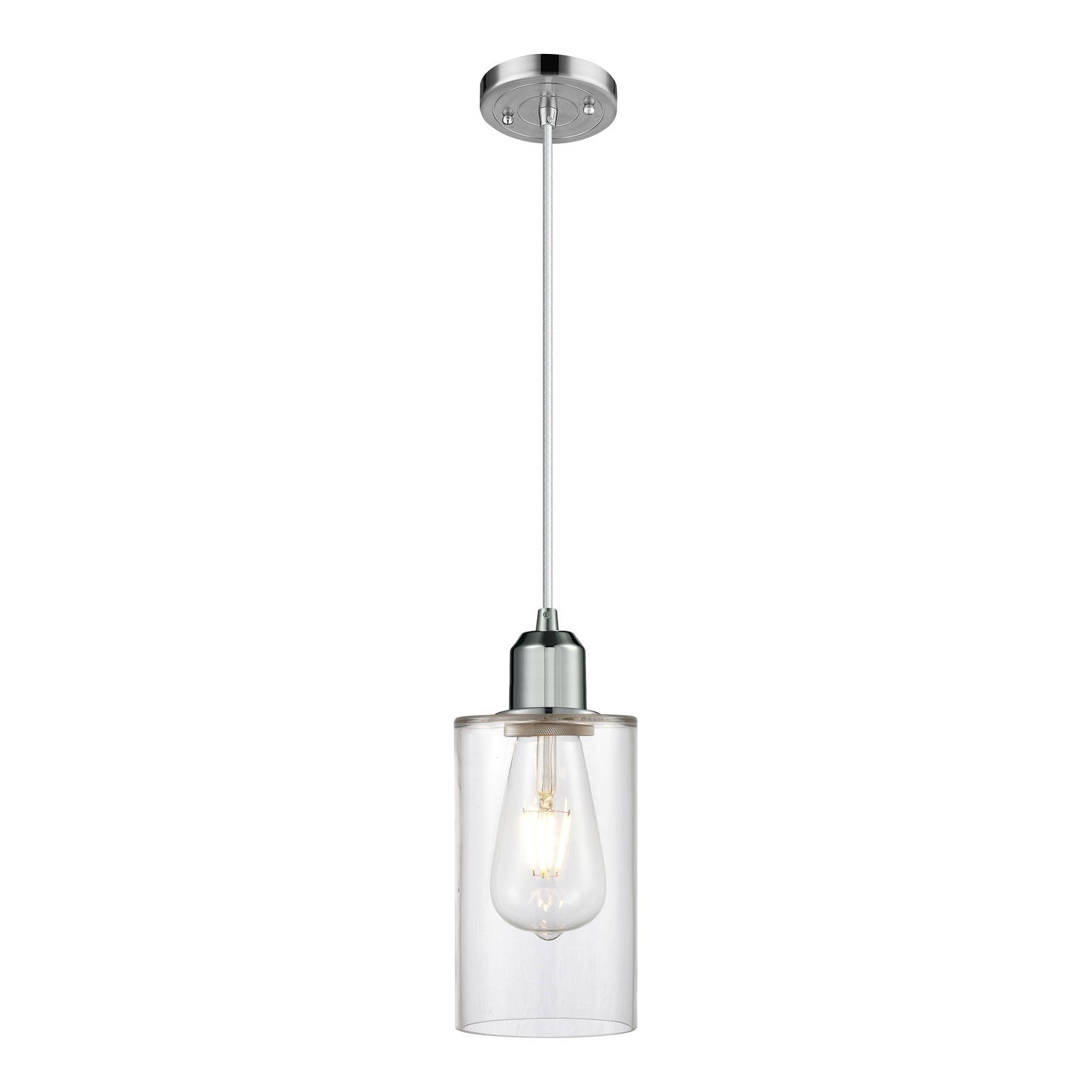Innovations Clymer 4in 1-Light Mini Pendant | Industrial Polished Chrome Steel and Clear Glass | Kitchen Island & Breakfast Bar | Model 900-1P-PC-G802