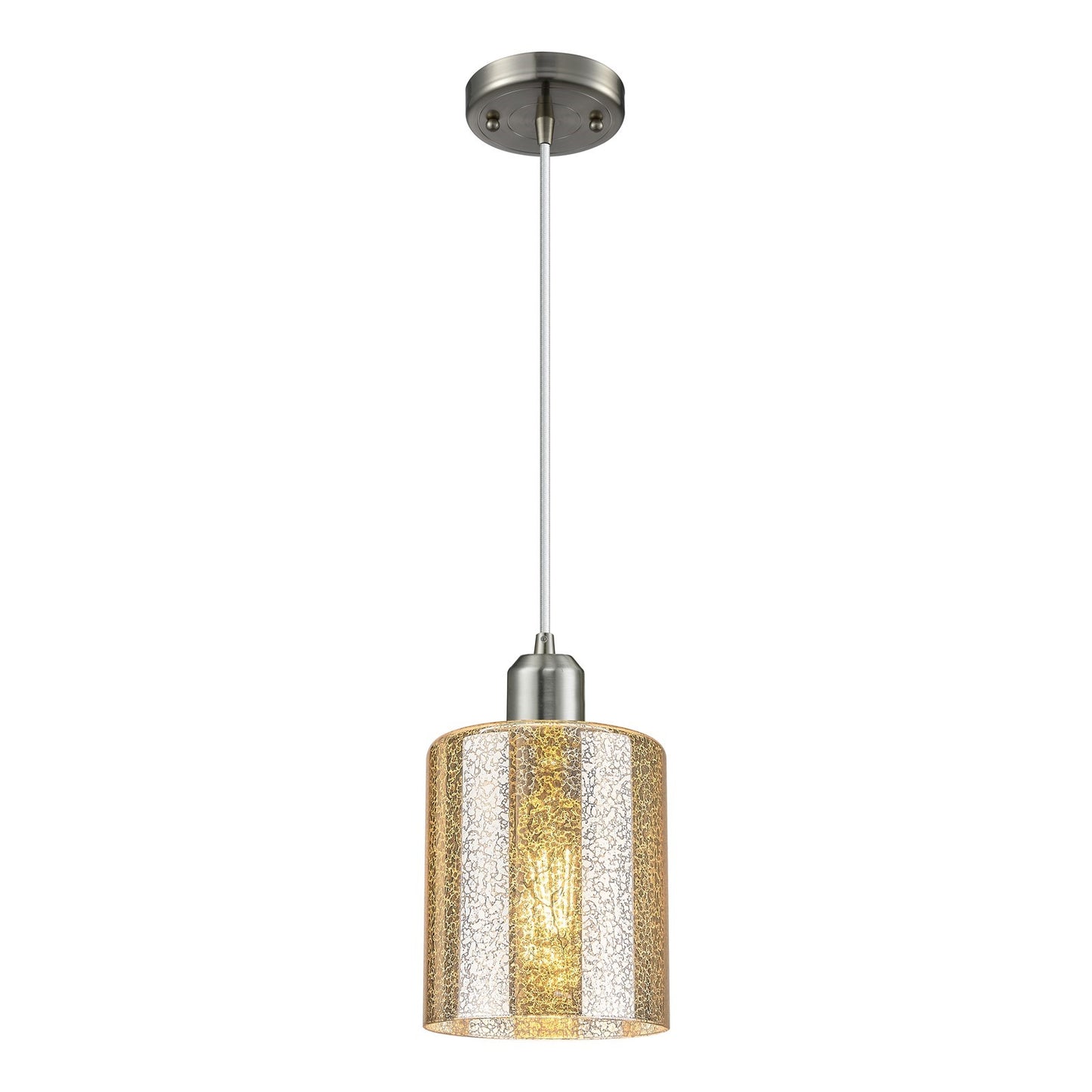 Innovations Cobbleskill 5in 1-Light Mini Pendant | Industrial Brushed Satin Nickel Steel and Mercury Glass | Kitchen Island & | Model 900-1P-SN-G116