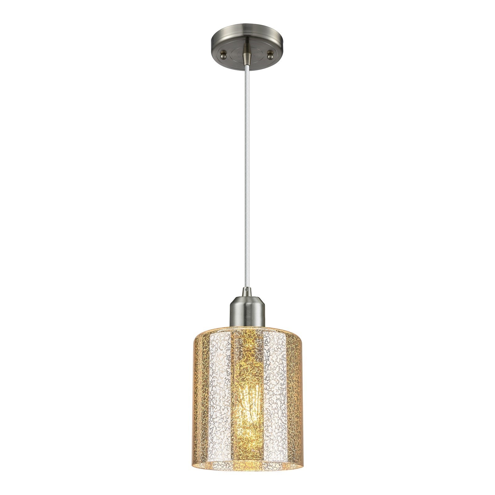 Innovations Cobbleskill 5in 1-Light Mini Pendant | Industrial Brushed Satin Nickel Steel and Mercury Glass | Kitchen Island & | Model 900-1P-SN-G116