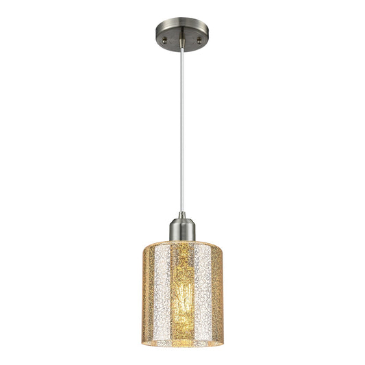 Innovations Cobbleskill 5in 1-Light Mini Pendant | Industrial Brushed Satin Nickel Steel and Mercury Glass | Kitchen Island & | Model 900-1P-SN-G116