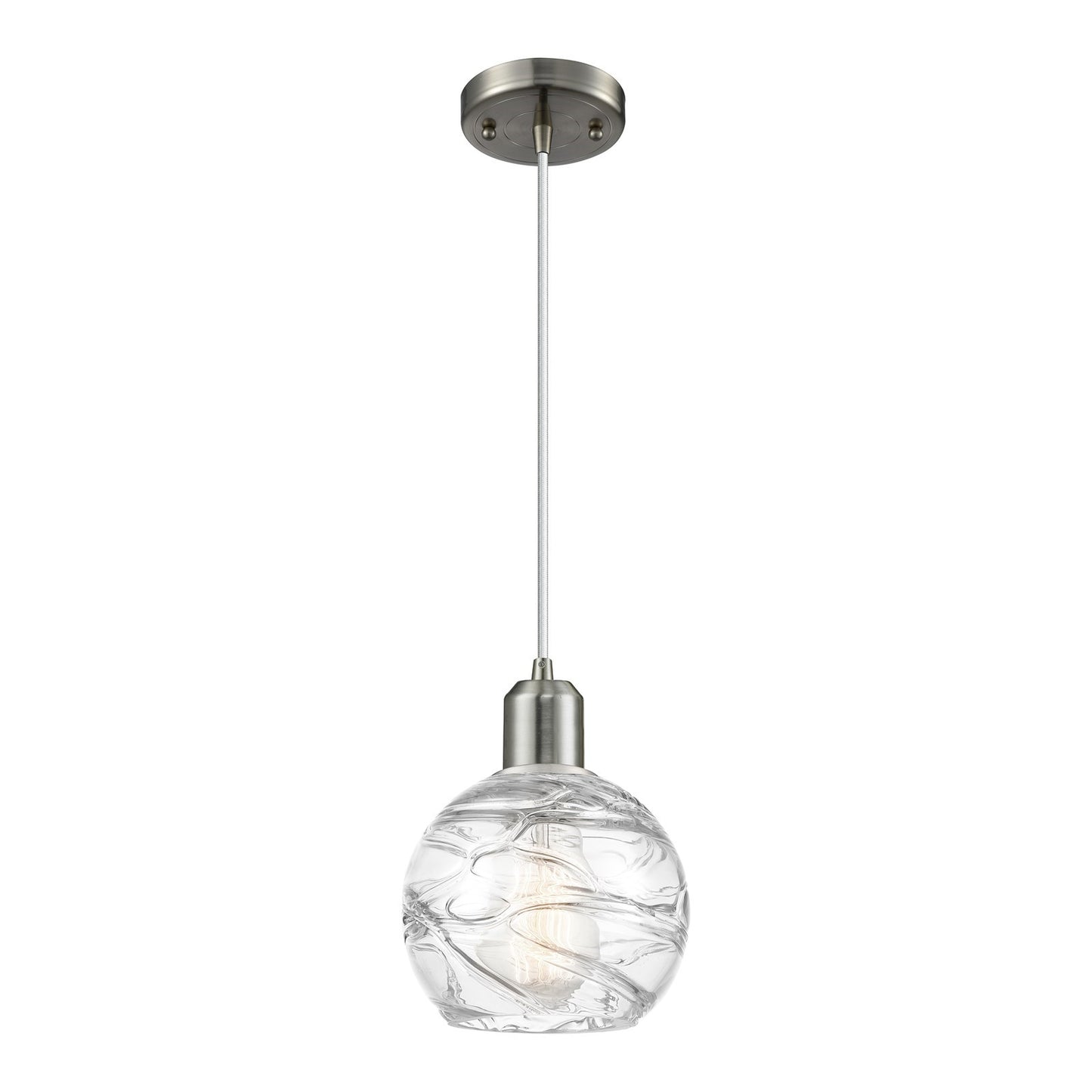 Innovations Athens Deco Swirl 6in 1-Light Mini Pendant | Industrial Brushed Satin Nickel Steel and Clear Glass | Kitchen | Model 900-1P-SN-G1213-6CL