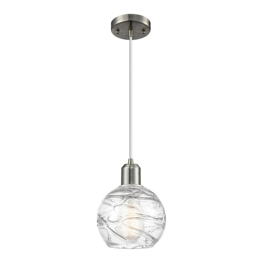 Innovations Athens Deco Swirl 6in 1-Light Mini Pendant | Industrial Brushed Satin Nickel Steel and Clear Glass | Kitchen | Model 900-1P-SN-G1213-6CL