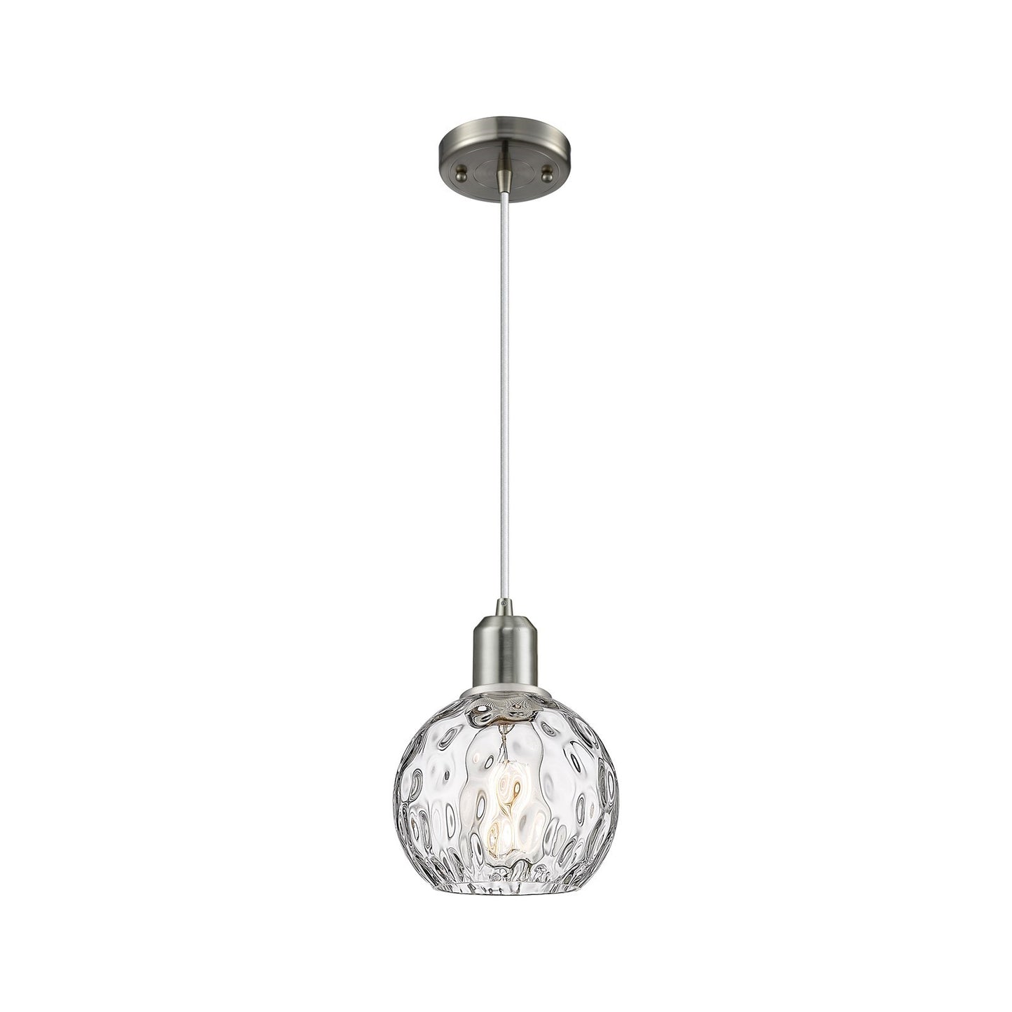 Innovations Athens Water Glass 6in 1-Light Mini Pendant | Industrial Brushed Satin Nickel and Clear Glass | Kitchen Island & | Model 900-1P-SN-G1215-6
