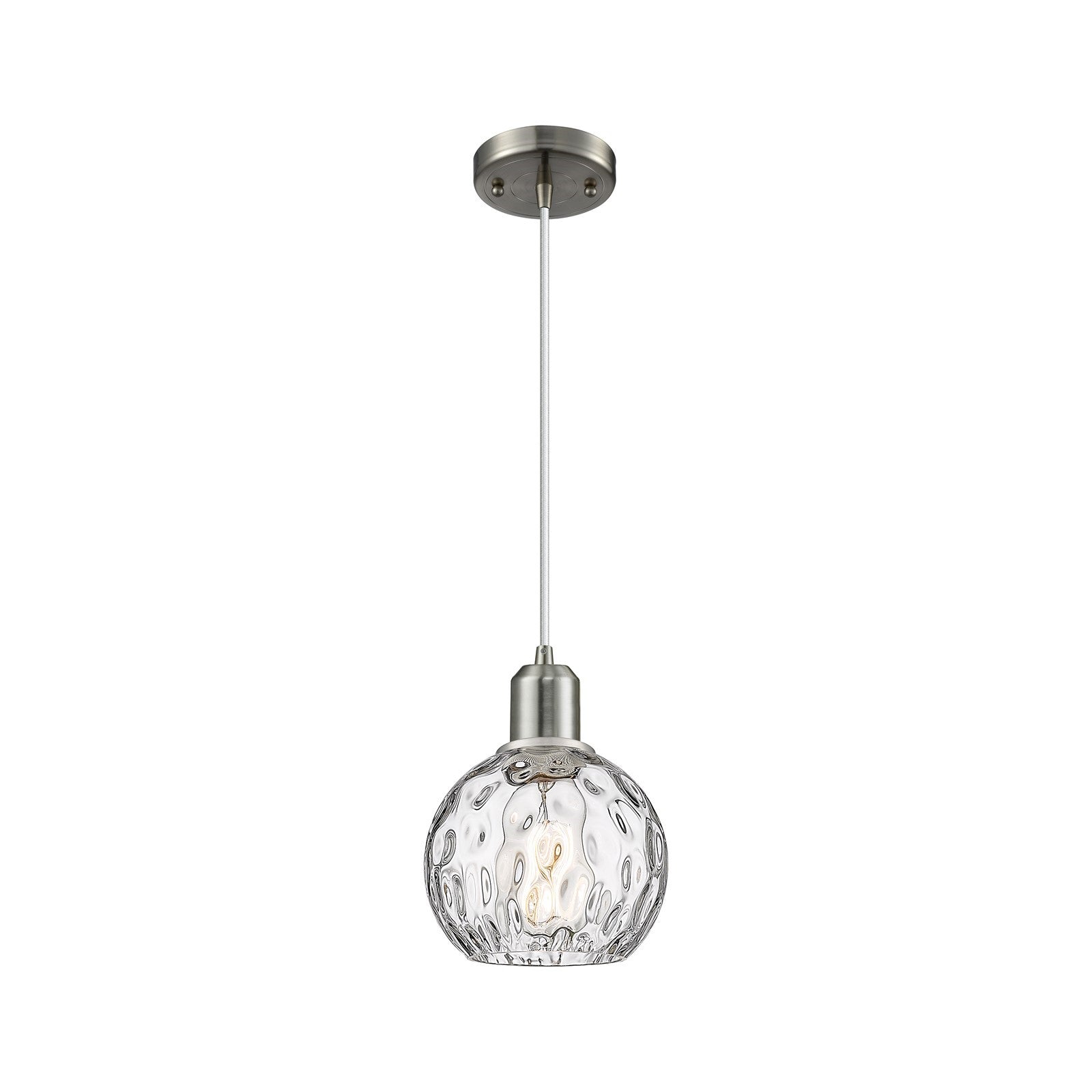 Innovations Athens Water Glass 6in 1-Light Mini Pendant | Industrial Brushed Satin Nickel and Clear Glass | Kitchen Island & | Model 900-1P-SN-G1215-6