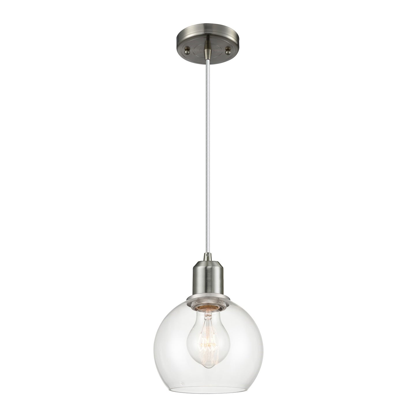 Innovations Athens 6in 1-Light Mini Pendant | Industrial Brushed Satin Nickel and Clear Glass | Kitchen Island & Dining Room | Model 900-1P-SN-G122-6
