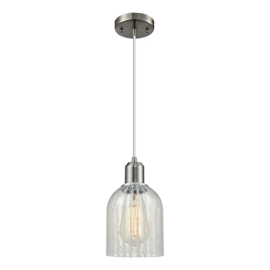 Innovations Caledonia 5in 1-Light Mini Pendant | Industrial Brushed Satin Nickel Steel and Mouchette Glass | Kitchen Island & | Model 900-1P-SN-G2511