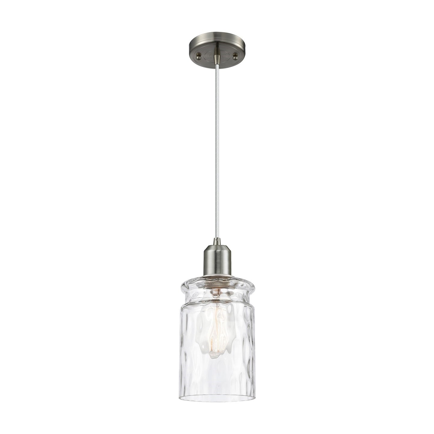 Innovations Candor 5in 1-Light Mini Pendant | Industrial Brushed Satin Nickel Steel and Clear Waterglass Glass | Kitchen Island & | Model 900-1P-SN-G352