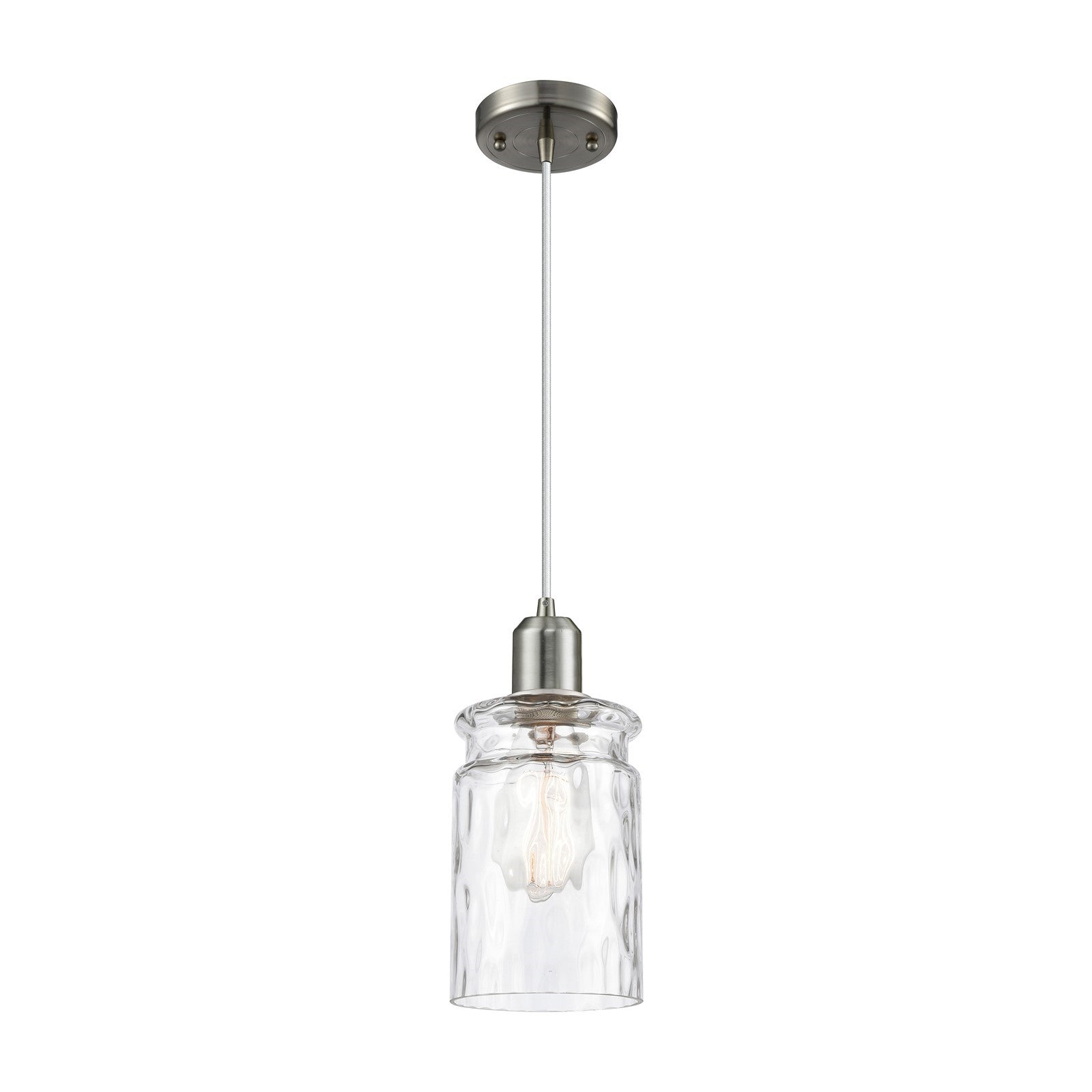 Innovations Candor 5in 1-Light Mini Pendant | Industrial Brushed Satin Nickel Steel and Clear Waterglass Glass | Kitchen Island & | Model 900-1P-SN-G352