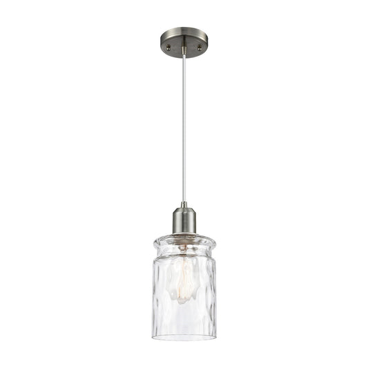 Innovations Candor 5in 1-Light Mini Pendant | Industrial Brushed Satin Nickel Steel and Clear Waterglass Glass | Kitchen Island & | Model 900-1P-SN-G352