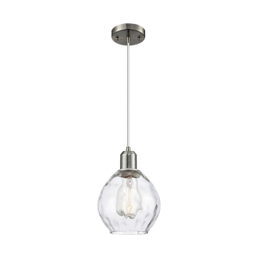 Innovations Waverly 6.25in 1-Light Mini Pendant | Industrial Brushed Satin Nickel and Clear Glass | Kitchen Island & Dining Room | Model 900-1P-SN-G362