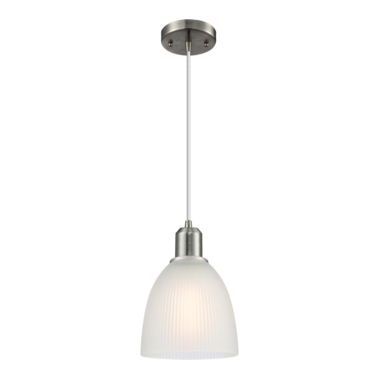 Innovations Castile 6in 1-Light Mini Pendant | Industrial Brushed Satin Nickel Steel and White Glass | Kitchen Island & Dining Room | Model 900-1P-SN-G381