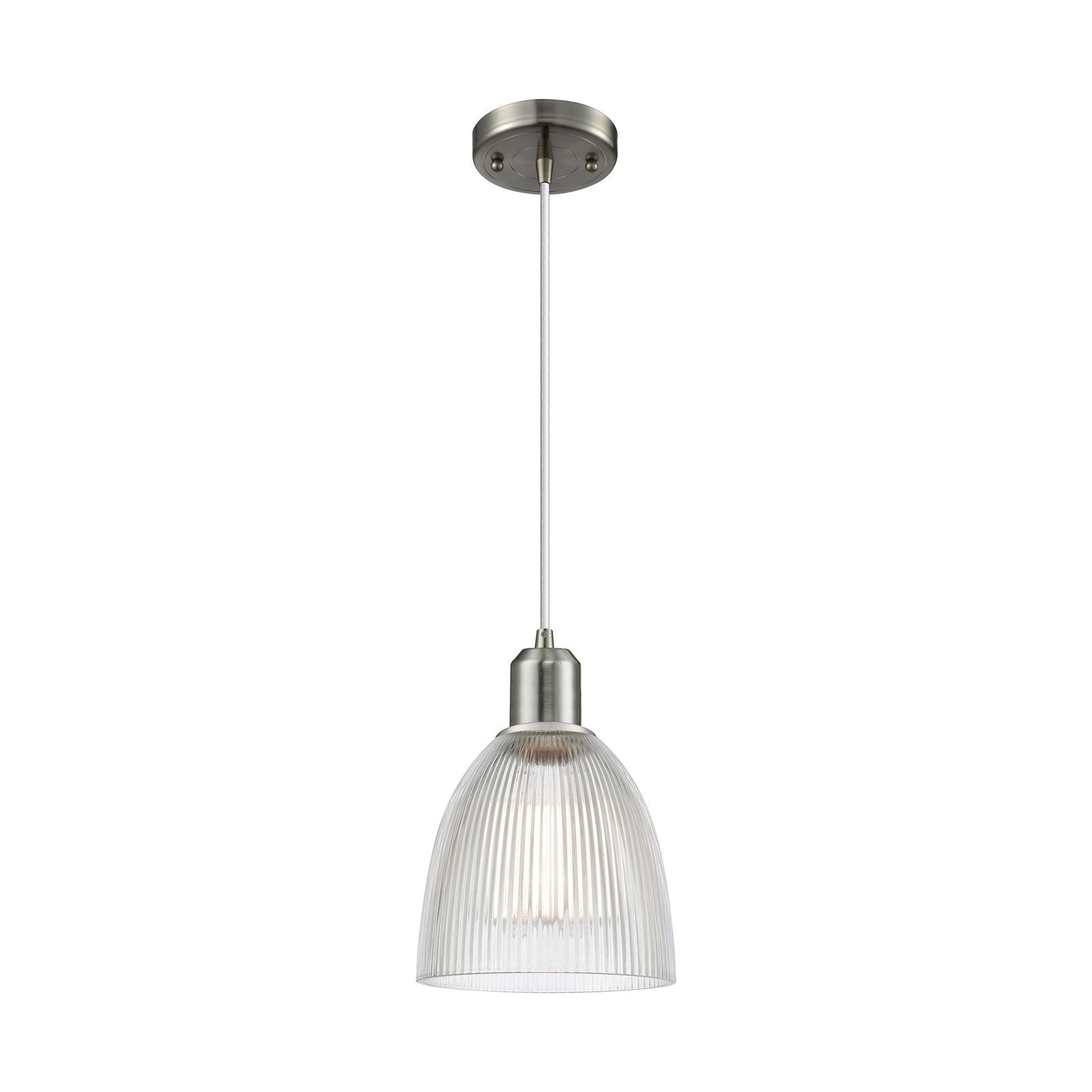 Innovations Castile 6in 1-Light Mini Pendant | Industrial Brushed Satin Nickel and Clear Glass | Kitchen Island & Dining Room | Model 900-1P-SN-G382