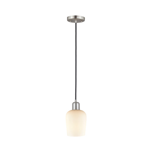 Innovations Remy 5.25in 1-Light Mini Pendant | Industrial Brushed Satin Nickel Steel and White Glass | Kitchen Island & Dining | Model 900-1P-SN-G4201