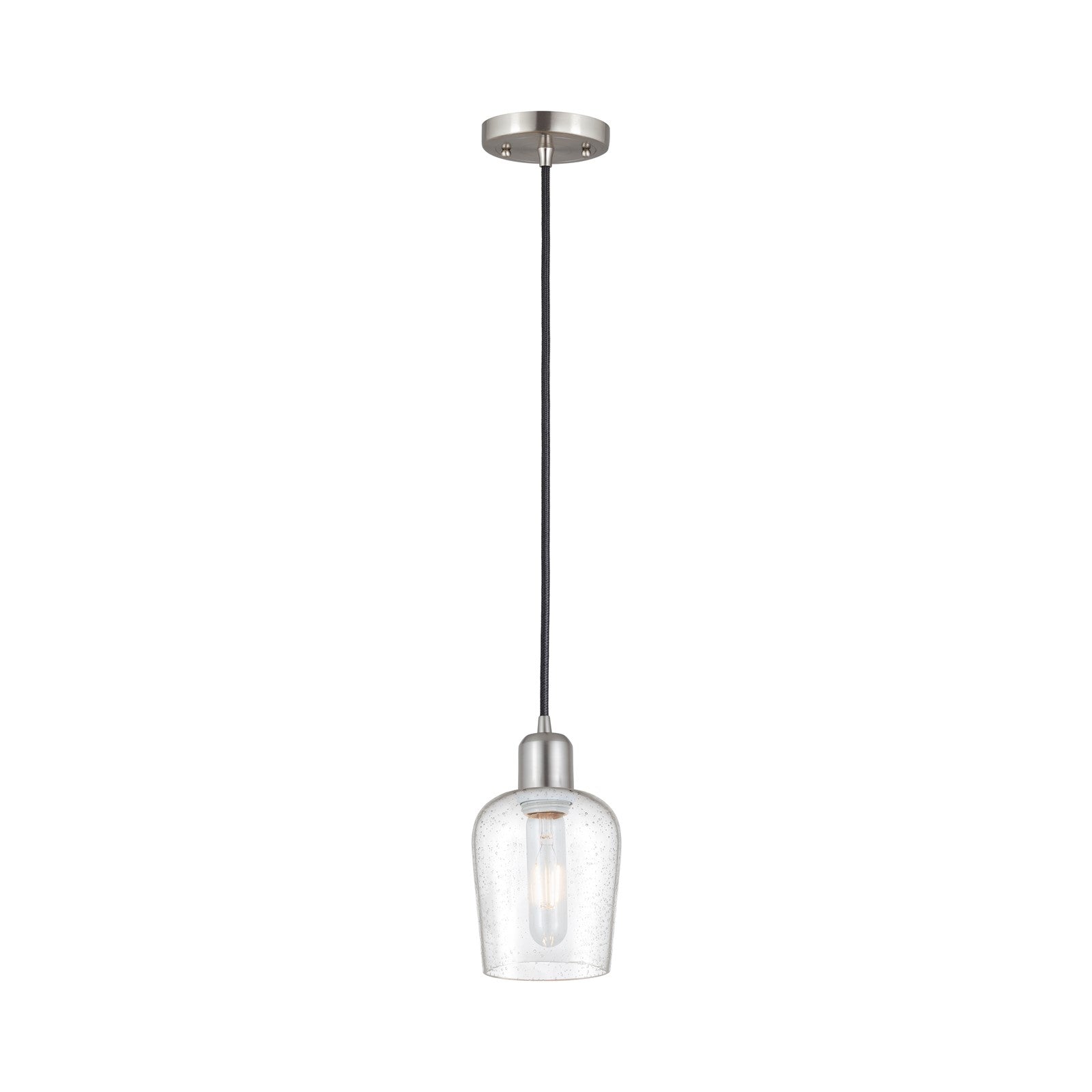 Innovations Remy 5in 1-Light Mini Pendant | Industrial Brushed Satin Nickel Steel and Seedy Glass | Kitchen Island & Dining Room | Model 900-1P-SN-G4204