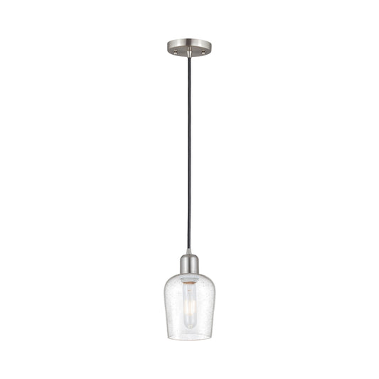Innovations Remy 5in 1-Light Mini Pendant | Industrial Brushed Satin Nickel Steel and Seedy Glass | Kitchen Island & Dining Room | Model 900-1P-SN-G4204