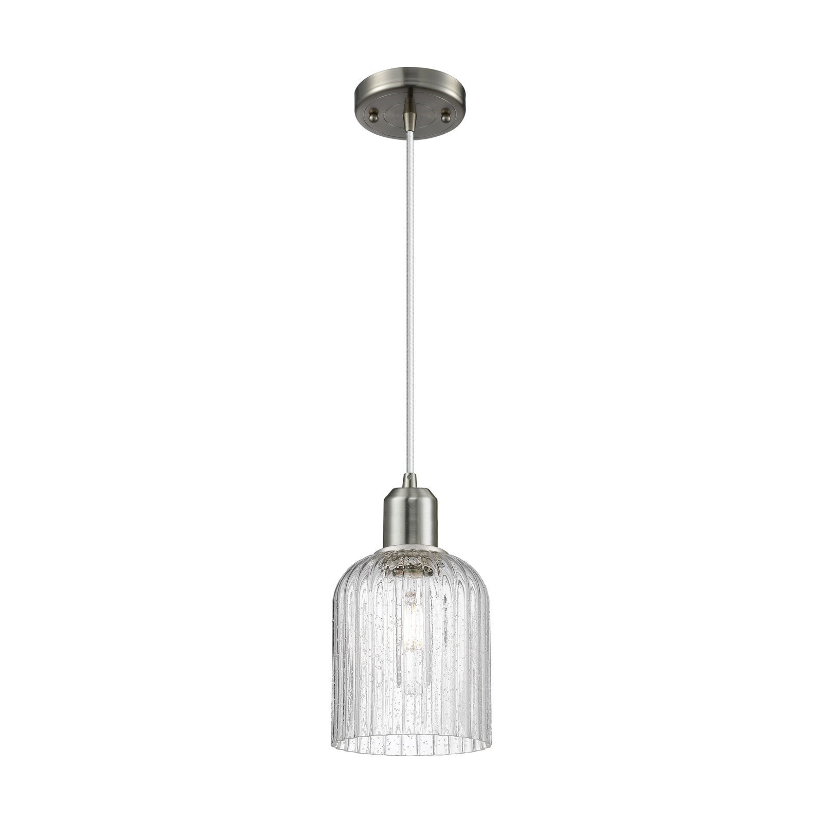 Innovations Bridal Veil 5in 1-Light Mini Pendant | Industrial Brushed Satin Nickel Steel and Seedy Glass | Kitchen Island & | Model 900-1P-SN-G559-5SDY