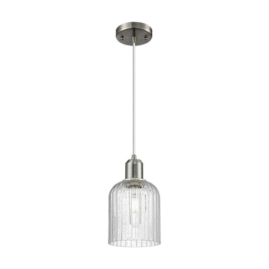 Innovations Bridal Veil 5in 1-Light Mini Pendant | Industrial Brushed Satin Nickel Steel and Seedy Glass | Kitchen Island & | Model 900-1P-SN-G559-5SDY