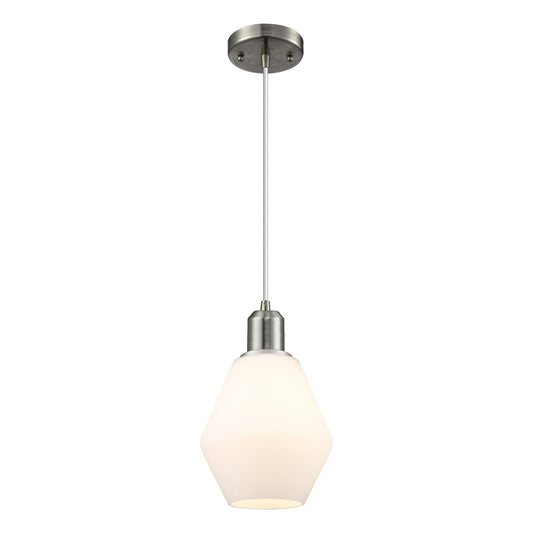 Innovations Cindyrella 6in 1-Light Mini Pendant | Industrial Brushed Satin Nickel Steel and Cased Matte White Glass | Kitchen | Model 900-1P-SN-G651-6