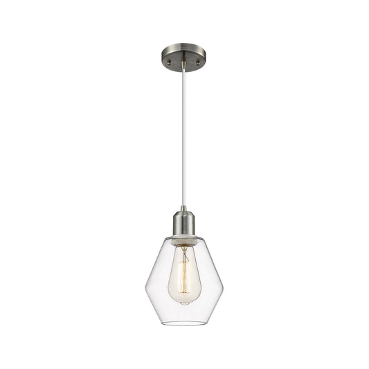 Innovations Cindyrella 6in 1-Light Mini Pendant | Industrial Brushed Satin Nickel Steel and Clear Glass | Kitchen Island & Dining | Model 900-1P-SN-G652-6