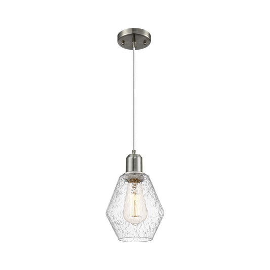 Innovations Cindyrella 6in 1-Light Mini Pendant | Industrial Brushed Satin Nickel Steel and Seedy Glass | Kitchen Island & Dining | Model 900-1P-SN-G654-6