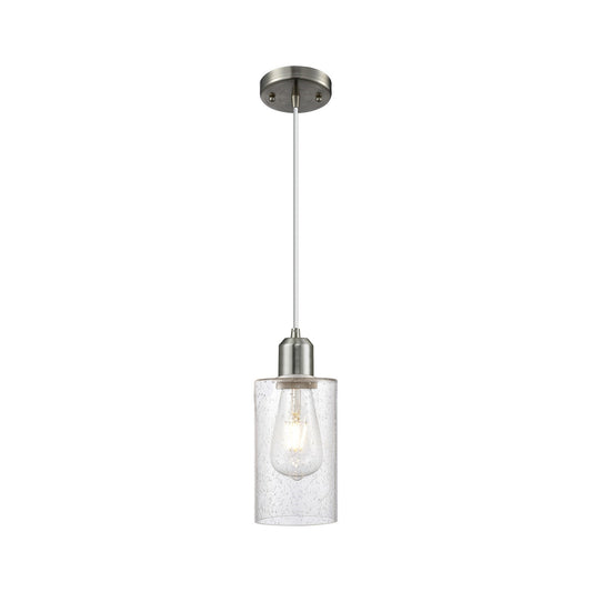 Innovations Clymer 4in 1-Light Mini Pendant | Industrial Brushed Satin Nickel Steel and Seedy Glass | Kitchen Island & Breakfast | Model 900-1P-SN-G804