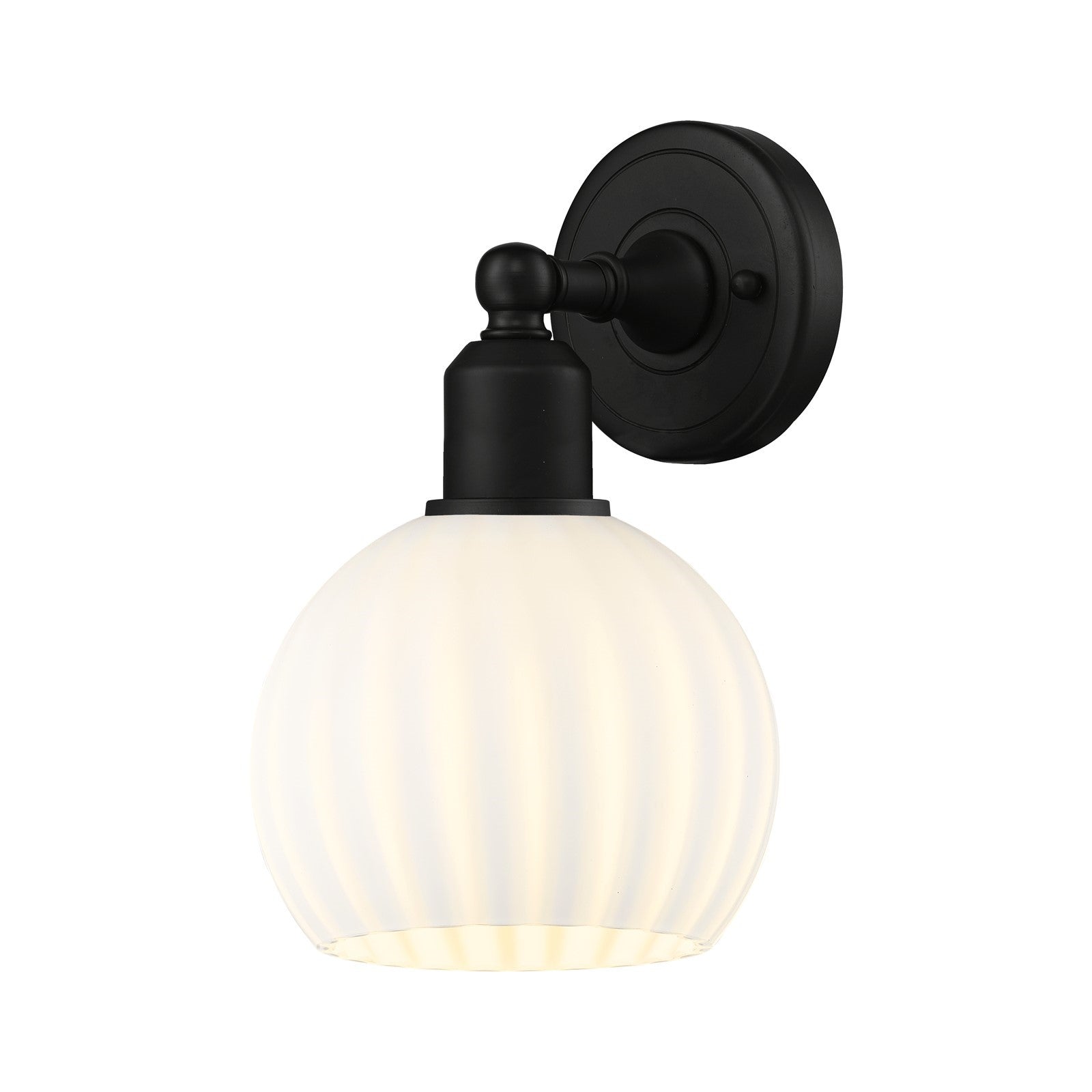 Innovations Lighting White Venetian 6in 1-Light Wall Sconce | Industrial Matte Black Steel and Matte Black Glass | Bathroom & | Model 900-1W-BK-G1217-6WV