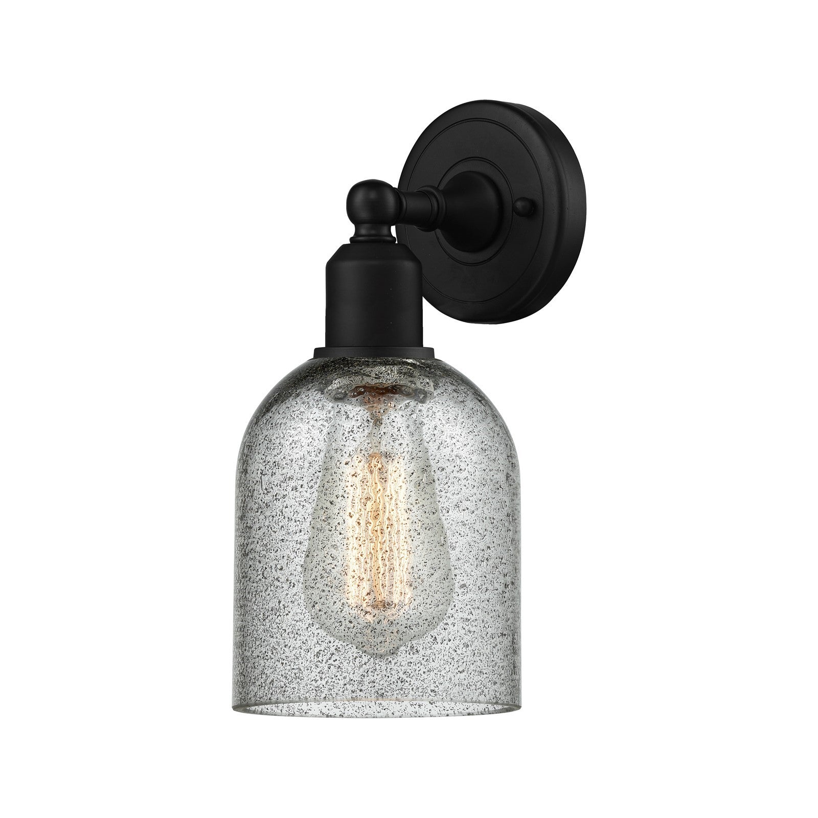 Innovations Caledonia 5in 1-Light Wall Sconce | Industrial Matte Black Steel and Charcoal Glass | Entryway & Hallway Accent | Model 900-1W-BK-G257