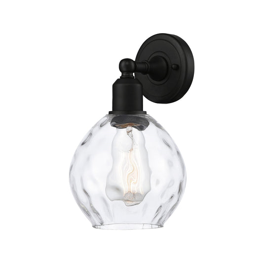 Innovations Waverly 6.25in 1-Light Wall Sconce | Industrial Matte Black Steel and Clear Glass | Bedroom & Hallway Accent | Model 900-1W-BK-G362