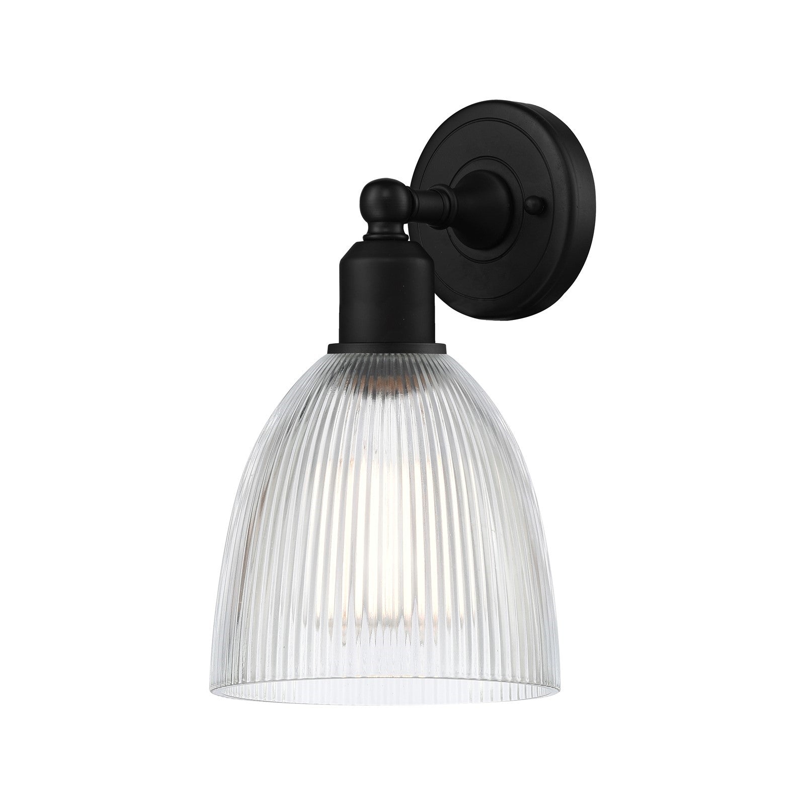 Innovations Castile 6in 1-Light Wall Sconce | Industrial Matte Black Steel and Clear Glass | Damp Rated Bedroom & Hallway | Model 900-1W-BK-G382