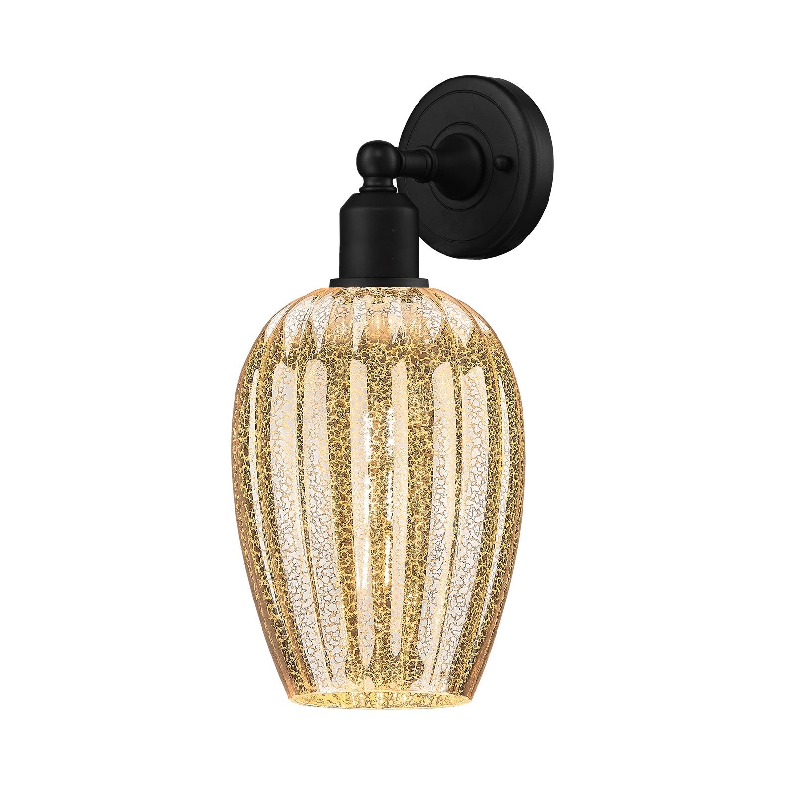 Innovations Preston Flute 6in 1-Light Wall Sconce | Industrial Matte Black Steel and Mercury Glass | Living Room & Hallway | Model 900-1W-BK-G457-6ME
