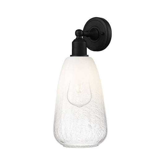 Innovations Brookhaven Almond 6in 1-Light Wall Sconce | Industrial Matte Black Steel and Opal Glass | Bathroom & Hallway Accent | Model 900-1W-BK-G480-6OP