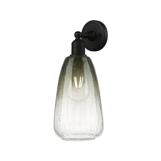 Innovations Brookhaven Almond 6in 1-Light Wall Sconce | Industrial Matte Black Steel and Slate Glass | Damp Rated Bathroom & | Model 900-1W-BK-G480-6SL