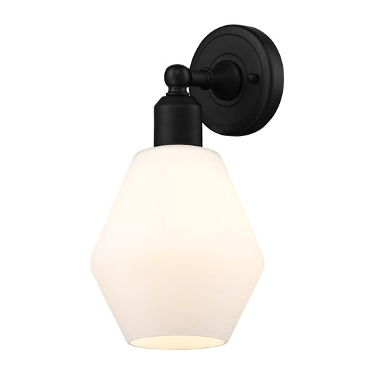 Innovations Cindyrella 6in 1-Light Wall Sconce | Industrial Matte Black Steel and Cased Matte White Glass | Bathroom & Hallway | Model 900-1W-BK-G651-6