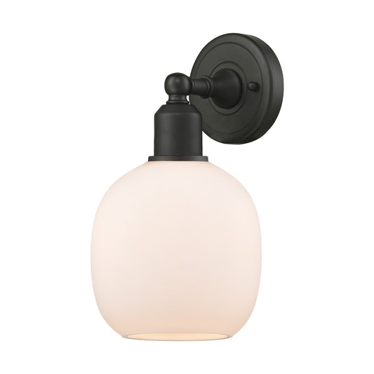 Innovations Belfast 6in 1-Light Wall Sconce | Industrial Oil Rubbed Bronze Steel and Matte White Glass | Living Room & Hallway | Model 900-1W-OB-G101