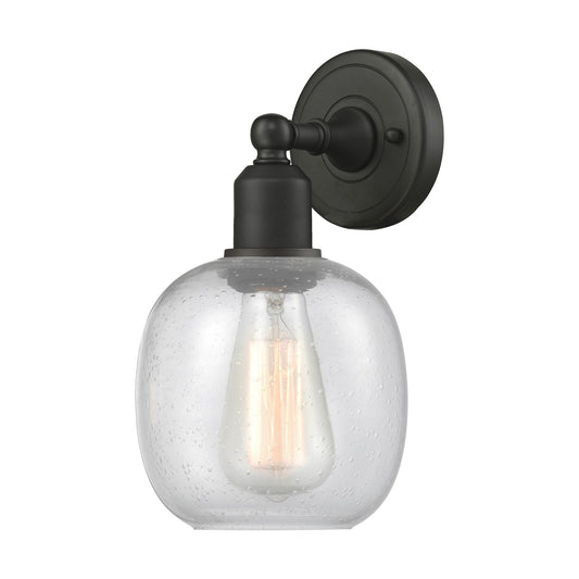 Innovations Belfast 6in 1-Light Wall Sconce | Industrial Oil Rubbed Bronze Steel and Seedy Glass | Bedroom & Hallway Accent | Model 900-1W-OB-G104