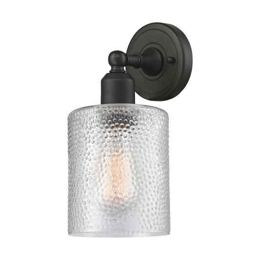 Innovations Cobbleskill 5in 1-Light Wall Sconce | Industrial Oil Rubbed Bronze Steel and Clear Glass | Bathroom & Hallway Accent | Model 900-1W-OB-G112