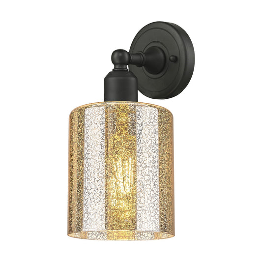 Innovations Cobbleskill 5in 1-Light Wall Sconce | Industrial Oil Rubbed Bronze Steel and Mercury Glass | Hallway & Bathroom Accent | Model 900-1W-OB-G116