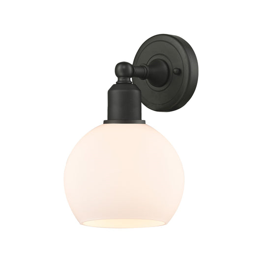 Innovations Athens 6in 1-Light Wall Sconce | Industrial Oil Rubbed Bronze Steel and Matte White Glass | Hallway & Bathroom Accent | Model 900-1W-OB-G121-6
