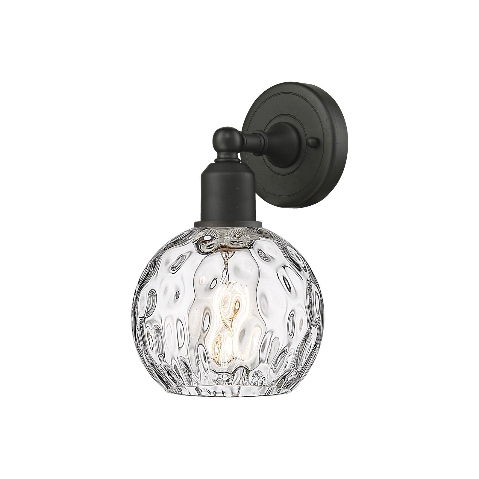Innovations Athens Water Glass 6in 1-Light Wall Sconce | Industrial Oil Rubbed Bronze Steel and Clear Glass | Damp Rated Hallway | Model 900-1W-OB-G1215-6